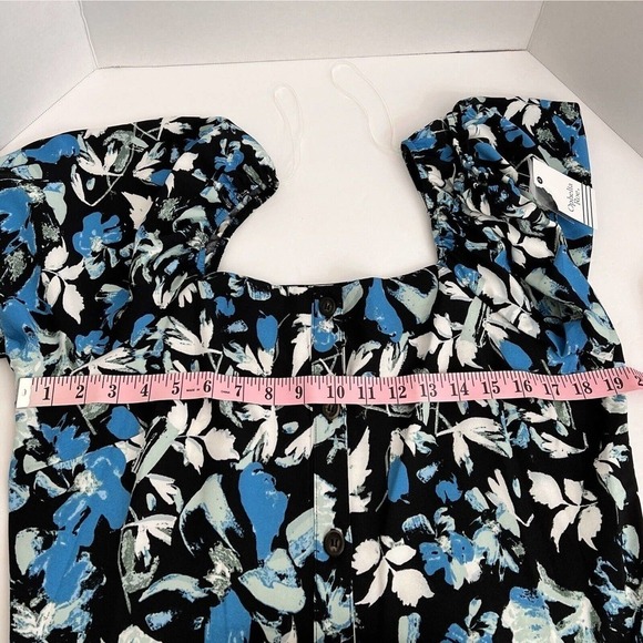 Ophelia Roe Floral Button Front Puff Short Sleeves Midi Dress Size L - Picture 11 of 16
